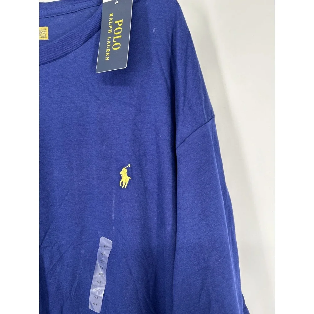 Polo Ralph Lauren T Shirt Men 4XLT Blue Embroidered Pony Logo Crew Neck Pullover